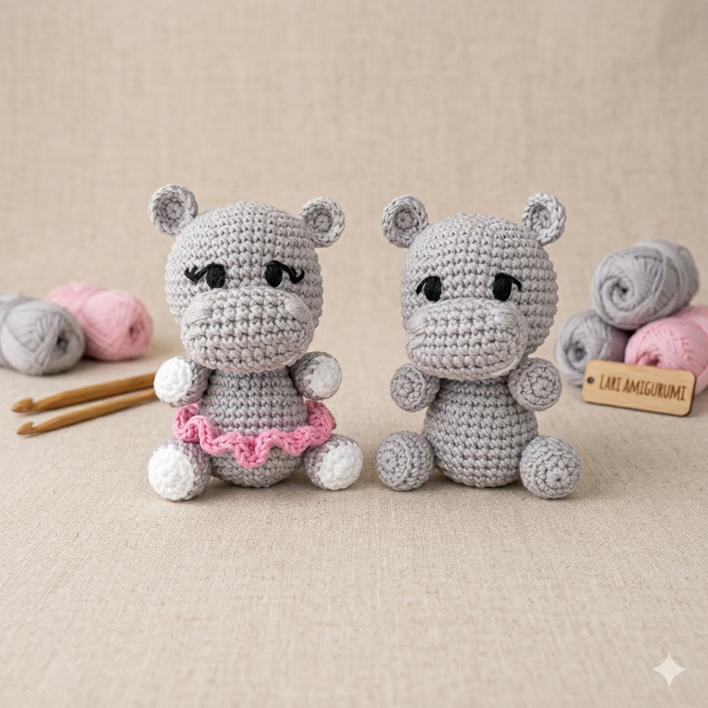 hipopótamo amigurumi